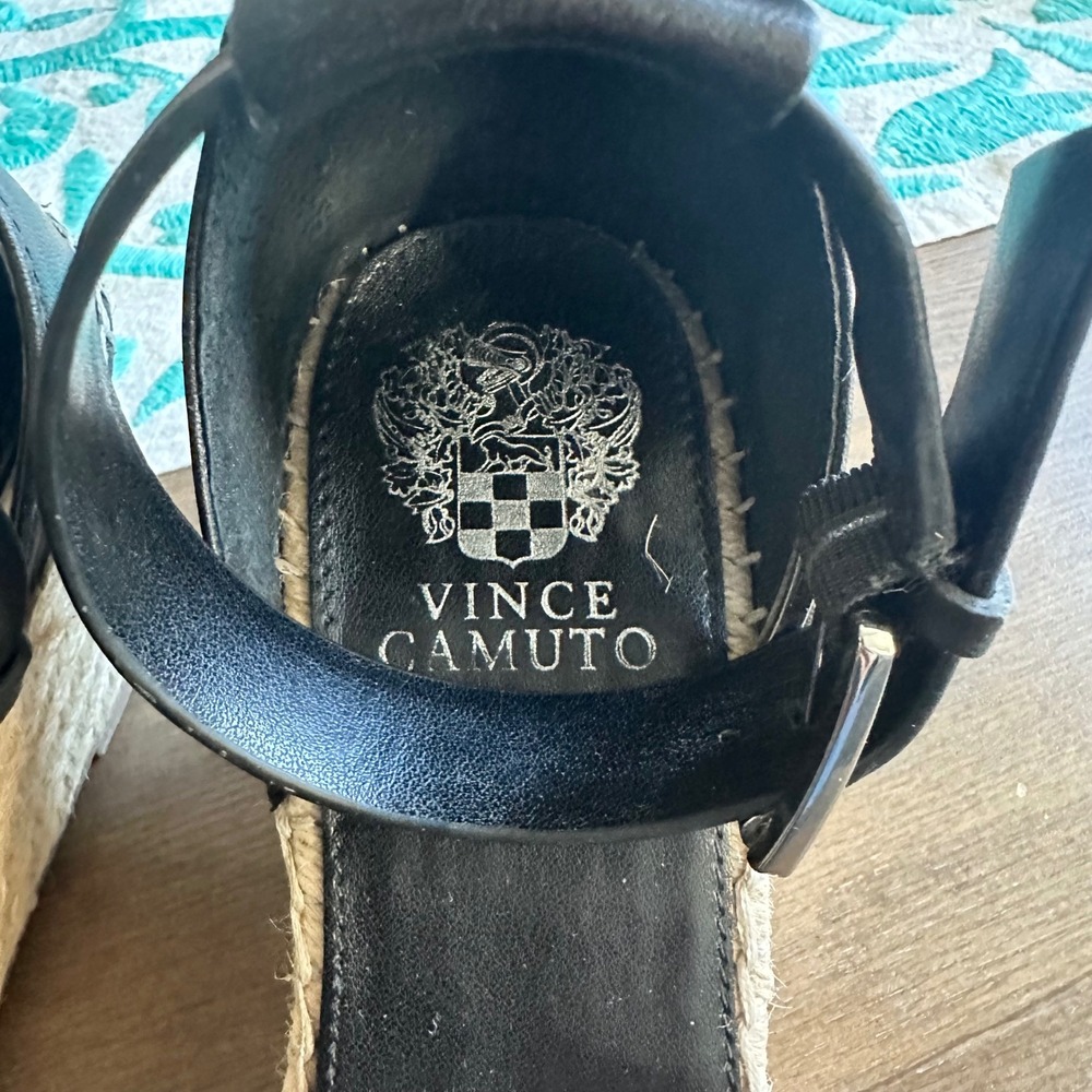 Vince Camuto Leather Espadrille Wedge Sandals in Brown and Black sz 9.5 - Picture 8 of 11